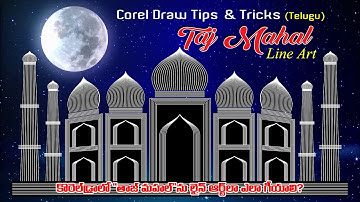 Beautiful Taj Mahal Line Art Design in CorelDraw  || Free Hand Tool - Blend Tool - Envelope Tool