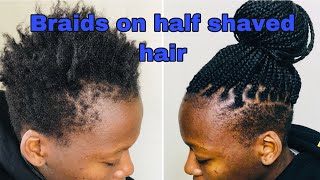 How I did her braids with short hair and shaved sides/how to braid short hair/braids