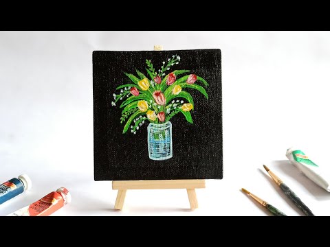 acrylic painting on mini canvas, 2 × 2, me, 2022 : r/painting