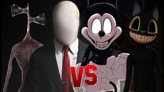 SIREN HEAD & SLENDERMAN VS SUICIDE MOUSE & CARTOON CAT ll BATALLA DE RAP ll AdriRoSan ft. IsuRmX