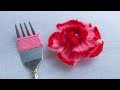 Modern Hand Embroidery , Easy Flower Embroidery Trick with Fork, Rose Flower