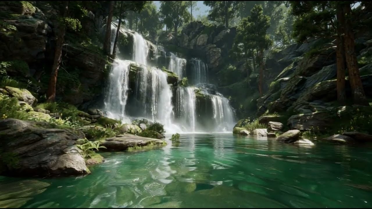 Deep Forest Waterfall 🌿🎷 | Smooth Jazz & Nature Sounds for Sleep & Relaxation