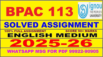 BPAC 113 solved assignment 2025-26 in English || bpac 113 solved assignment 2026 || bpac113 2025-26