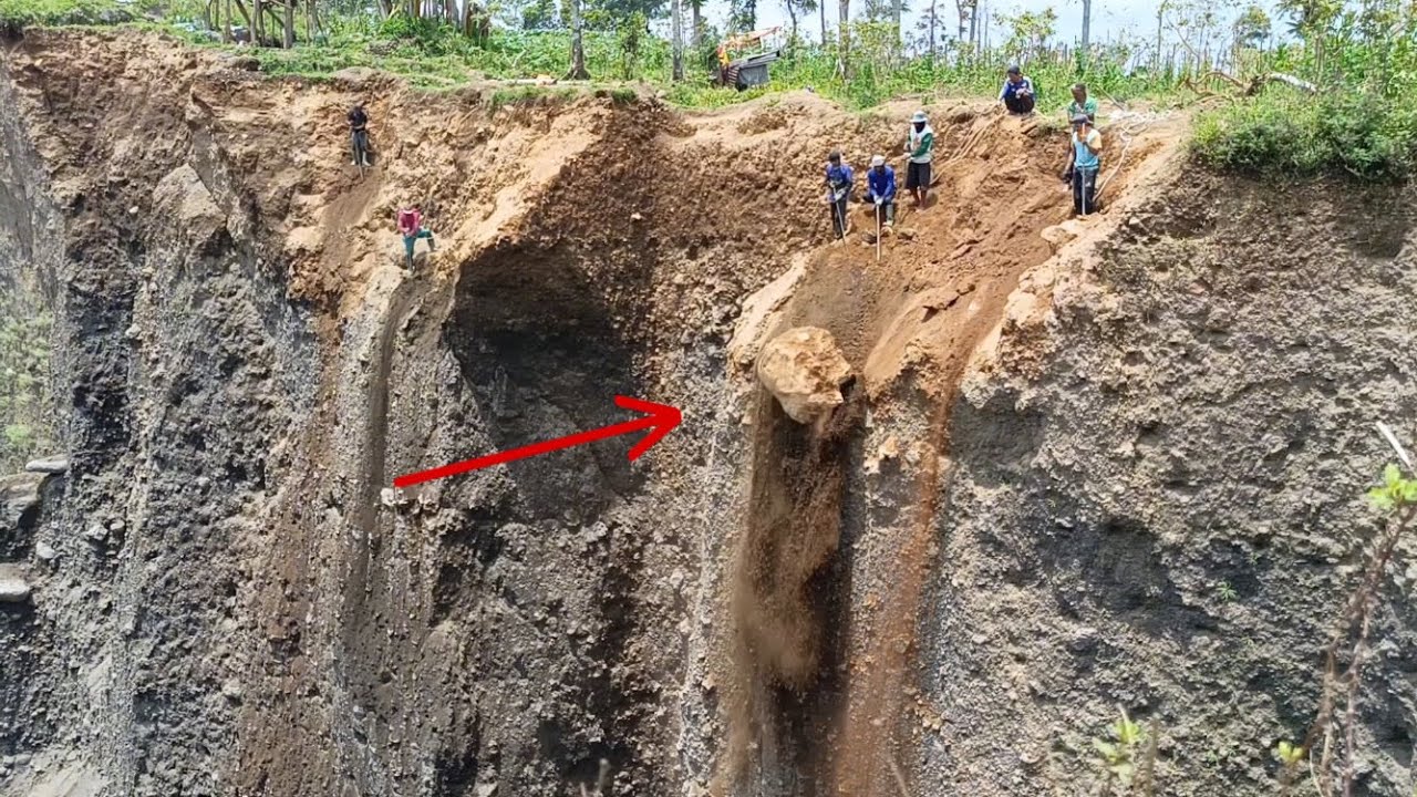 Work Dropping very hard work..!!! dropping big rock off from the cliff - YouTube