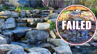 WATERFALL FAILURE | How to build a pond stream and waterfall