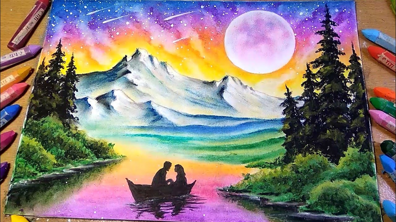 Cara Menggambar dan Mewarnai Pemandangan dan Cara Gradasi Warna