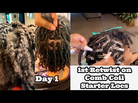 First Retwist on Comb Coil Starter Locs | 1 Month Old Starter Locs