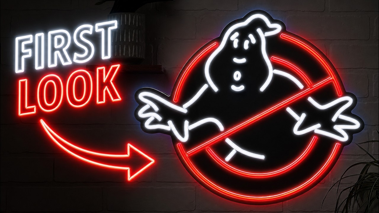 FIRST LOOK: Spirit Halloween's Ghostbusters Neon LED Sign - YouTube