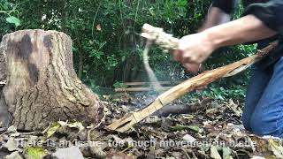 Fire saw friction fire with wood no bamboo