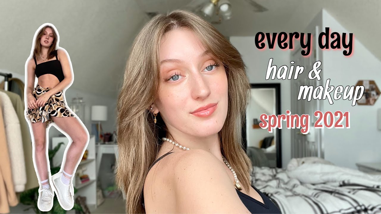 SPRING 2021 hair & makeup routine!!
