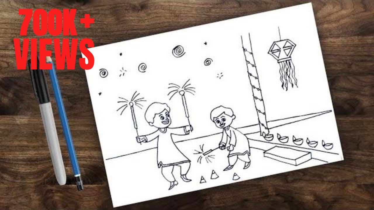 How To Draw Diwali Festival Diwali Drawing Part 1 Youtube