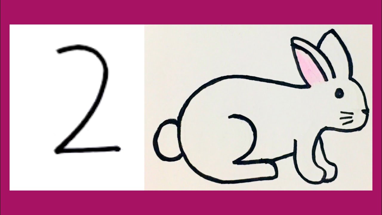 How to draw a rabbit step by step|rabbit drawing with number 2|very ...