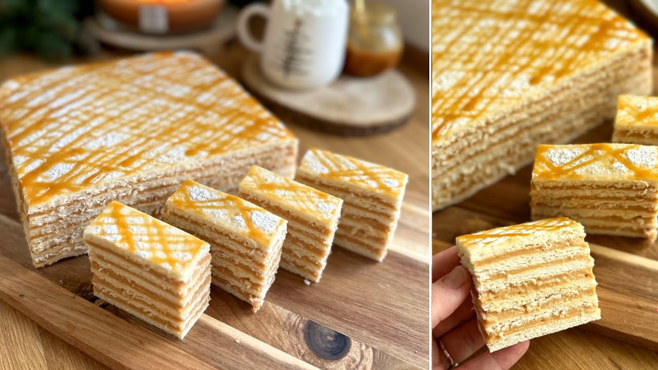 KARAMELLÁS HATLAPOS✨🍯 olcsó és kiadós ünnepi karácsonyi sütemény🎄🤗 - BebePiskóta