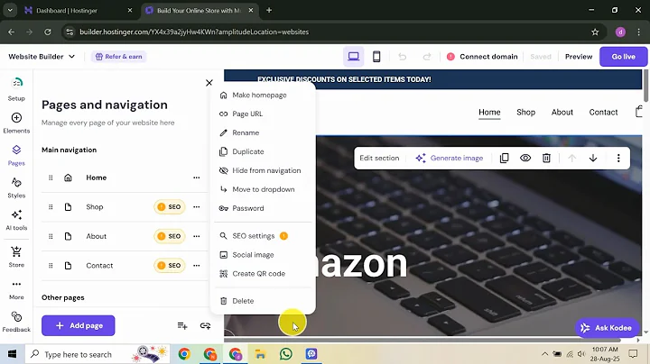 How to Delete Page in Hostinger