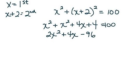Integer Problem The sum of the squares of two consecutive positive even integers is one hundred. Fi…