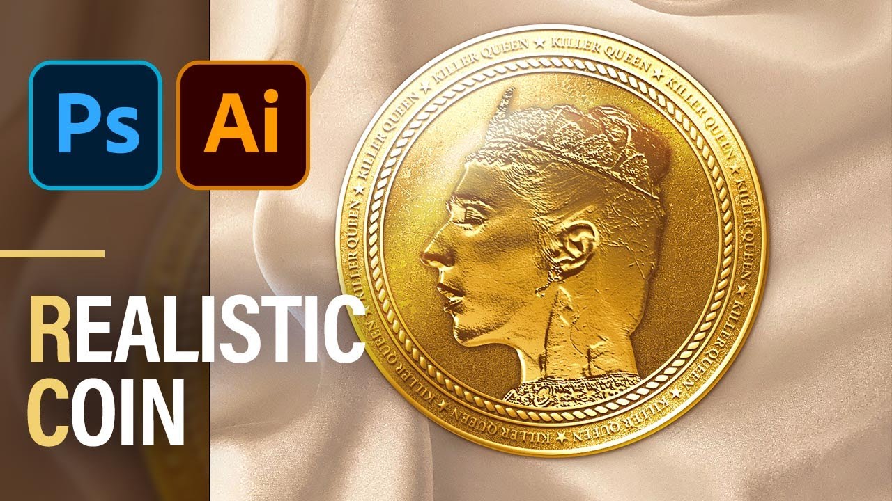 人物に金属風の加工を行いコインを作成するPhotoshopとIllustratorを使ったスピードアート！ | CONNECRE