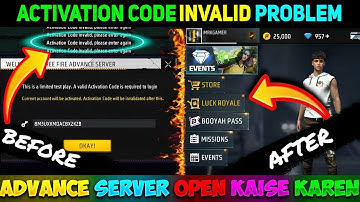 Activation Code Invalid Please Enter Again Free Fire Advance Server