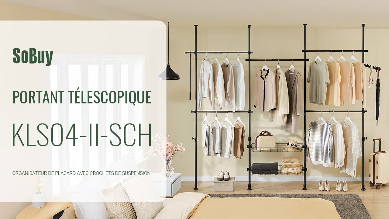 Регулируемый открытый шкаф SoBuy | Телескопическая вешалка для одежды | Для спальни и гардеробной...