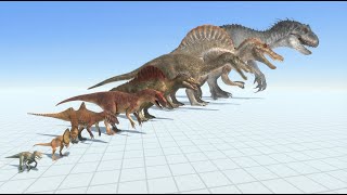 From Small Predators to Giants: Carnivorous Dinosaurs Survival Simulation