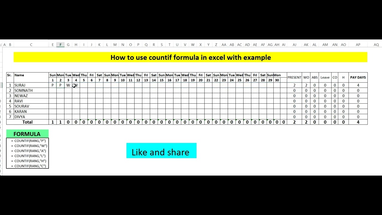 countif function in excel - YouTube