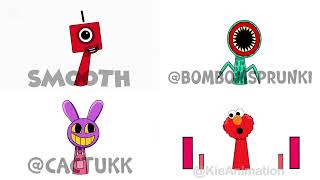 My Sprunki Oc Smooth Vs Bombomsprunki Vs Cactuk Vs Kie Animation Quadparison 1