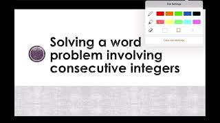 Solving a Word Problem Involving Consecutive Integers