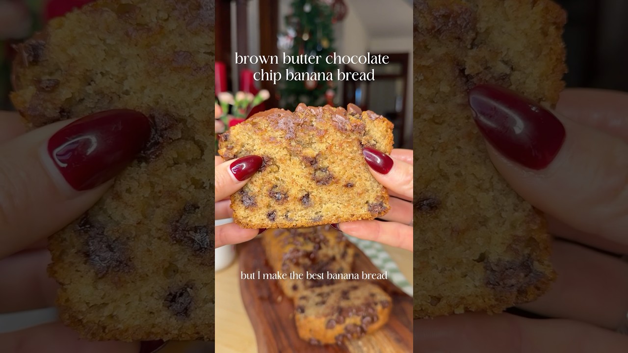 Brown butter chocolate chip banana bread #easyrecipe #bananabread #recipe #bananabreadrecipe