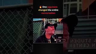 A heated exchange unfolds as a protester criticizes immigration #shorts #ytshorts #charliekirk