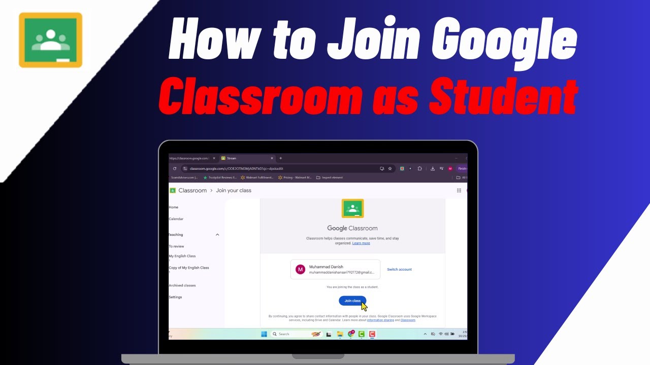 How to Join Google Classroom as Student - YouTube