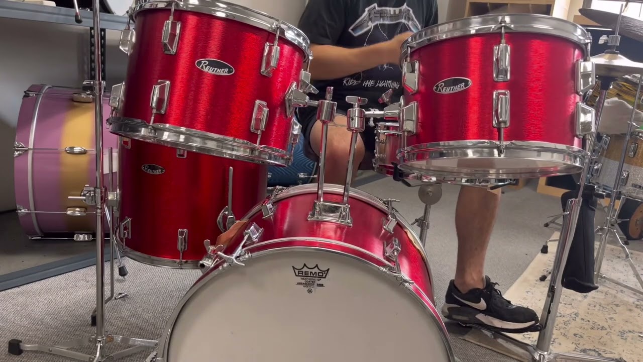 1970s Reuther "Hairline Red" Drum Kit