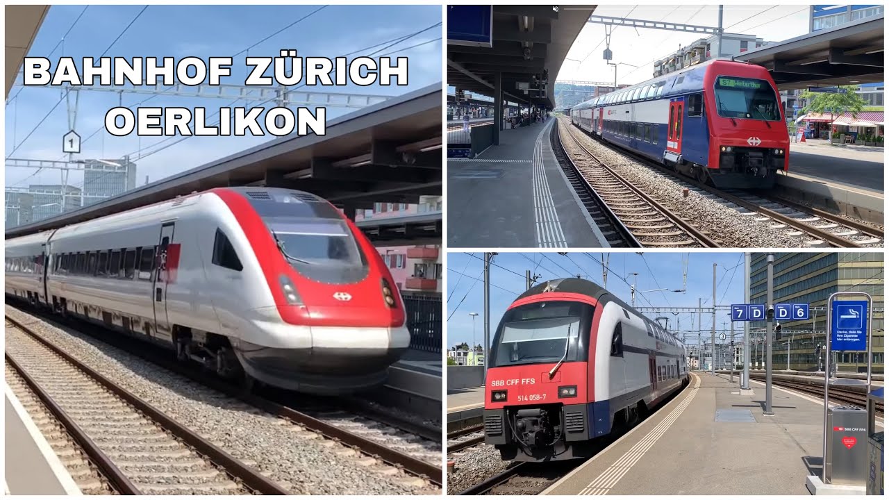Züge beim Bahnhof Zürich Oerlikon |  Trains at Zurich Oerlikon station (2019)