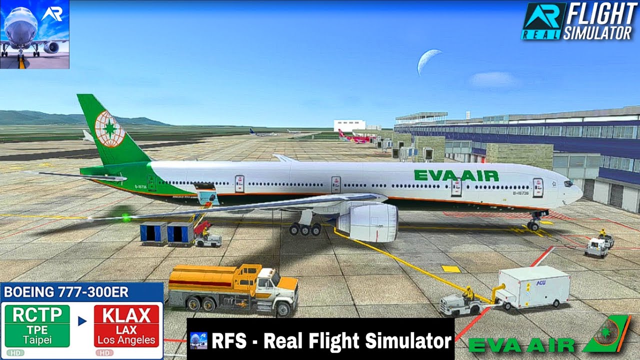 RFS-Real Flight Simulator-TAIPEI To LOS ANGELES-Full Flight-B777-300ER-EVA AIRWAYS-FHD-Real Route