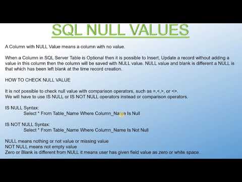 Chapter 11 - SQL SERVER NULL VALUE | What is NULL VALUE in SQL SERVER in HINDI