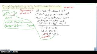 MAC1105 Section1-5 Applications of Quadratic Equations