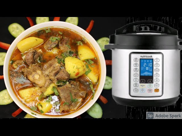 Aloo gosht recipe |aloo gosht |mutton curry |electric pressure cooker |nutricook |لحم ايدام باكستاني class=