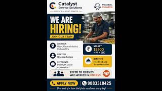 Job vacancy for Kitchen helper #maharashtra #placement #jobskaro #job #applynow #2026 #nagpurjobs