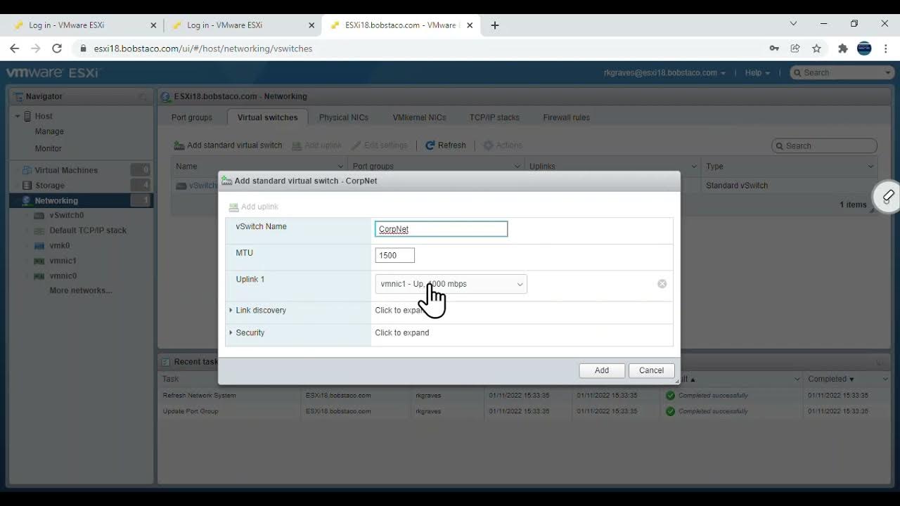 ESXi Creating Virtual Switches and Port Groups YouTube