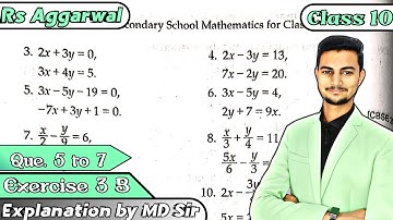 Ex 3B Q5 to Q7 Class 10 Rs Aggarwal |Linear Equation in 2 Variable| Chapter 3 | CBSE 2023 | MD Sir