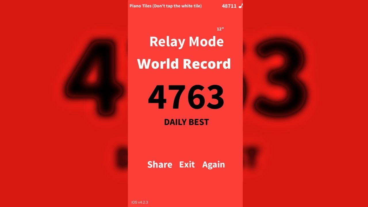 Piano Tiles World Record (Relay 12") 4763 YouTube