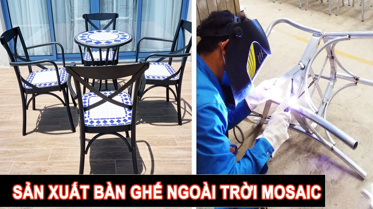 Sản xuất bộ bàn ghế ngoài trời mosaic khung nhôm tại... - youtube