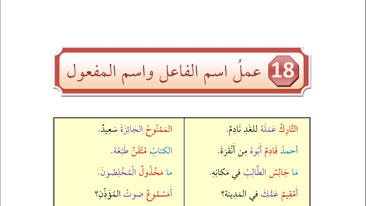 İSMİ FAİL VE İSMİ MEFÜLÜN AMELİ