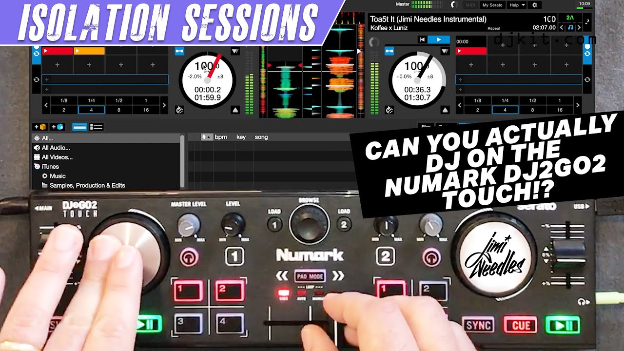 Can you actually DJ on the Numark DJ2GO2 TOUCH? Unboxing, review & mix w/  scratch DJ Jimi Needles