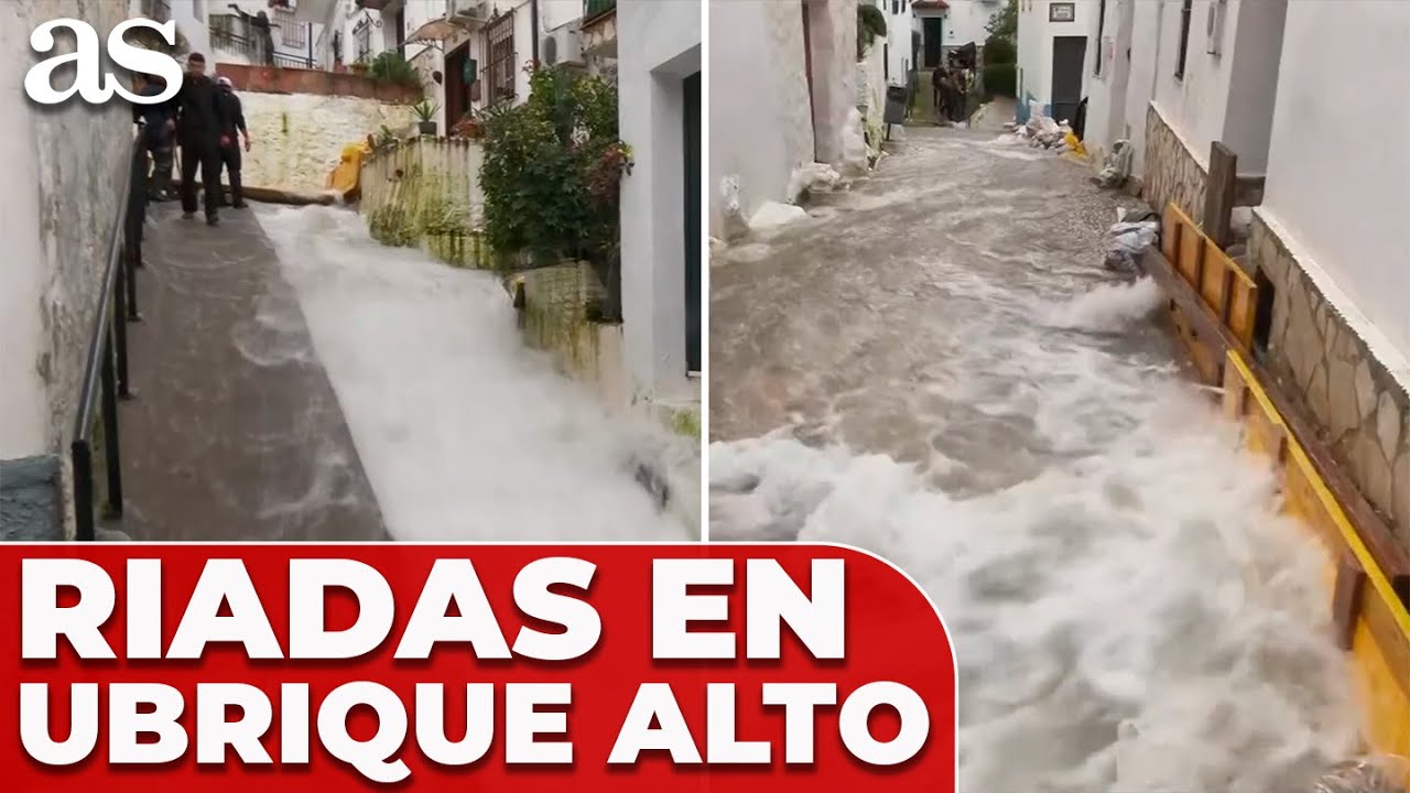 ESTREMECEDORAS INUNDACIONES en UBRIQUE: ESPECTACULAR RIADA atraviesa el PUEBLO
