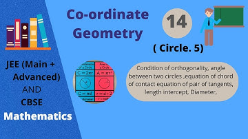 Condition of orthogonality /angle between two circles/Equation of chord of contact/Length intercept