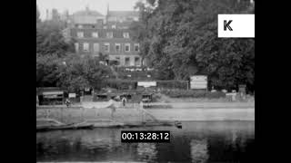 1920s London, Richmond Riverside, Boats on Thames, 16mm