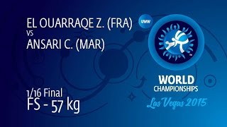 1/16 FS - 57 kg: Z. EL OUARRAQE (FRA) df. C. ANSARI (MAR), 4-0