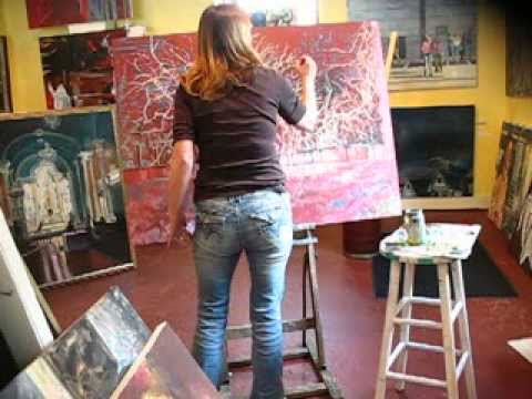 Rosemary Kavanagh O'Carroll Oil Painting in Her Studio