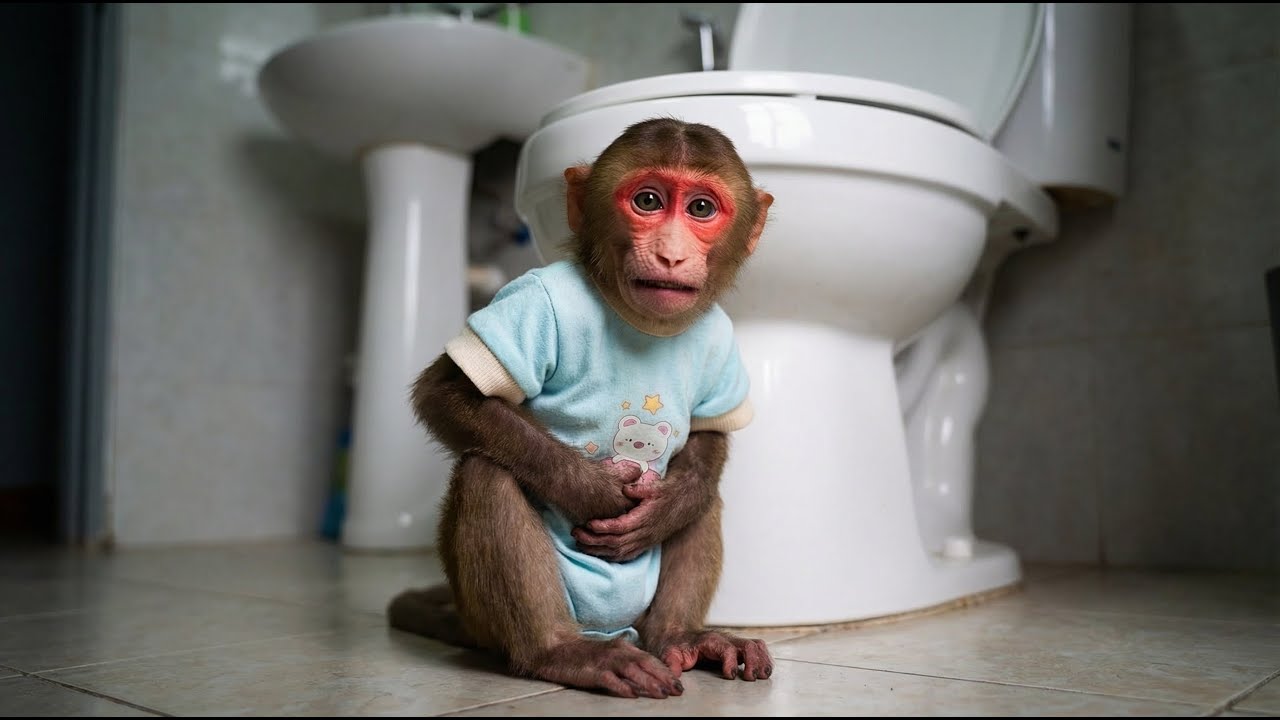 Nana monkey had a stomach ache but didn't know what to do.