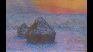 Claude Monet. Wheatstacks (Sunset, Snow Effect) 1890-91.