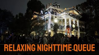 Disneyland - Haunted Mansion Holiday - Relaxing Nighttime Queue Loop (4K Hdr)